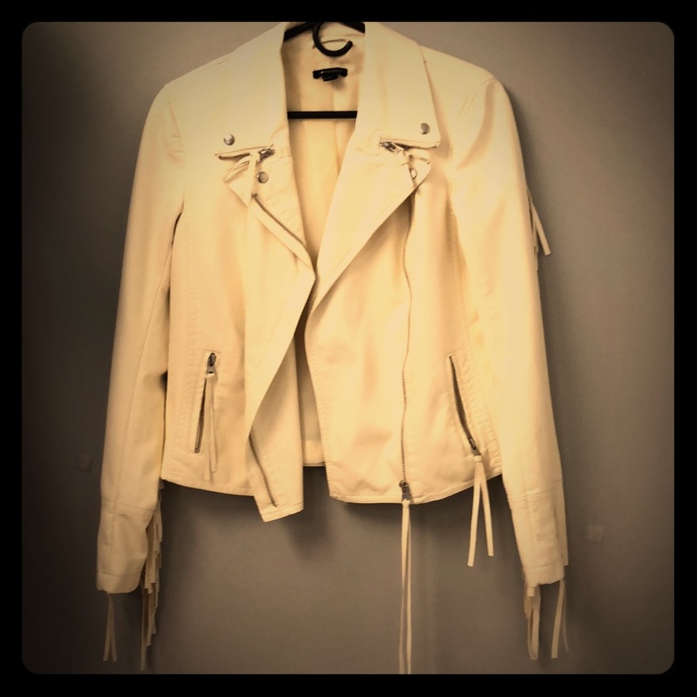 Cream fringed soft jacket